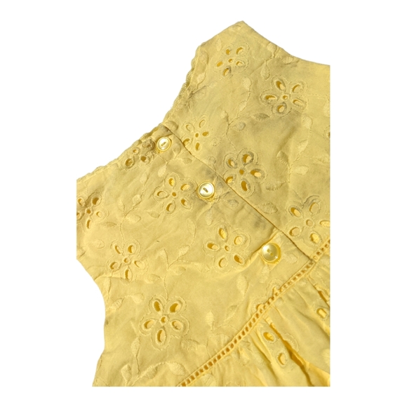 Gymboree Girls S 5-6 Yellow Broderie Anglaise Floral Button Back Blouse - Picture 4 of 6